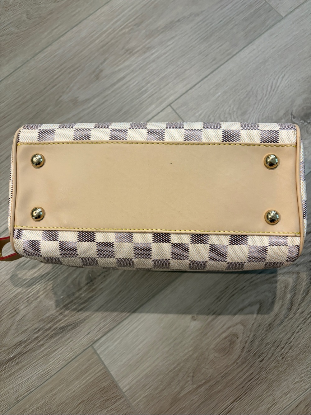 Cream Gray Checkerboard Cosmetic Case Bag - Picture 4 of 8